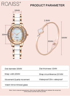 roaiss 2PCS Women's Stainless Steel Strap Bracelet Watch Set Analog Display Oval Dial Quartz Watch with Diamond-Set Bezel and Stylish Bracelet Elegant Watch Set as Gift for Ladies  - Image 4