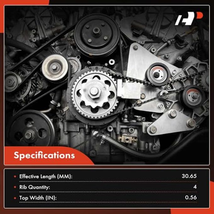 A-Premium 30.65 In 4-Rib Serpentine Drive Belt For Honda, Nissan, Acura, Chevrolet, Daihatsu, Eagle, Infiniti, Mazda, Mitsubishi & Pontiac Civic, Altima, Murano, Maxima, Quest, Gas Only - Image 3