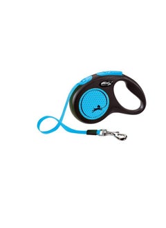 Flexi New Neon Tape Leash, Small, 5m/16 ft, Upto 15 kg, Blue 