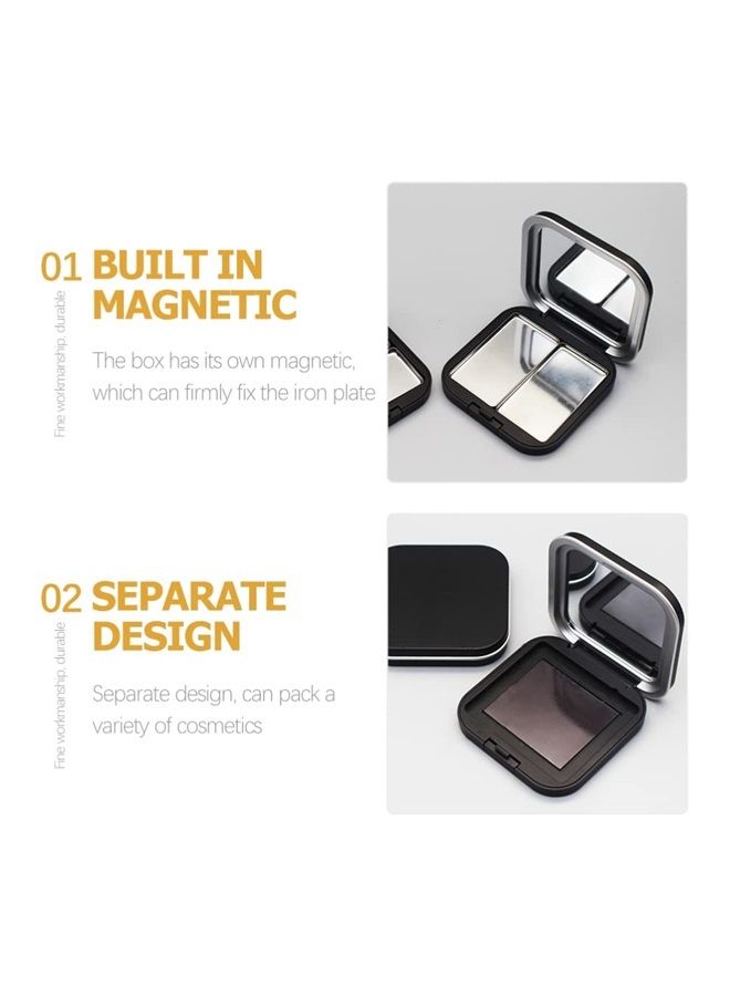 Beaupretty Makeup Palettes 2pcs Empty Eyeshadow DIY Lipstick Lip Balm Blusher Containers Refillable Makeup Storage Case Box with Mirror Black Eyeshadow - Image 3
