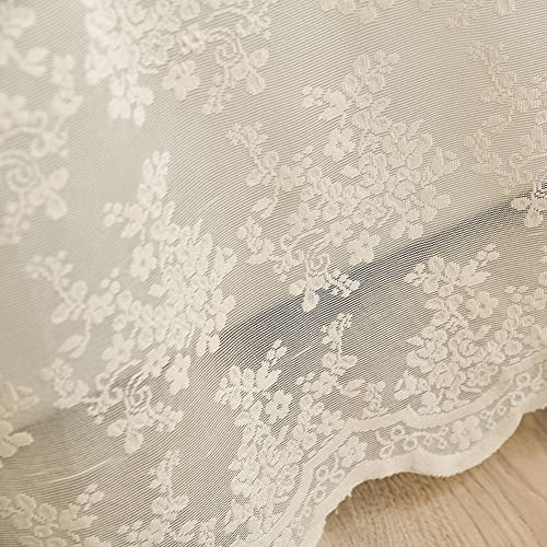 YJ YANJUN Ivory Lace Shower Curtain - Shabby Chic Flower Shower Curtain with Attached Valance, Luxury Lace Curtain for Bathroom, Farmhouse Shower Curtains, 72 x 72 Inch, Light Beige - Image 5