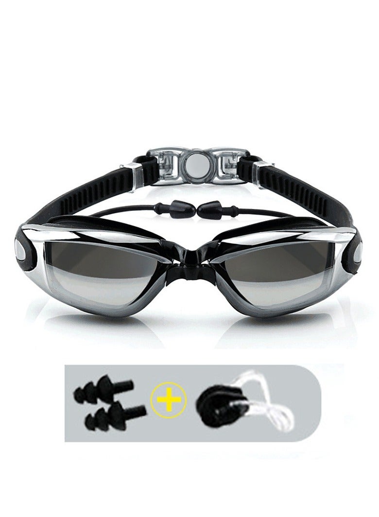 Generic Waterproof Swimming Goggles With Conjoined Earplug (Black) - Image 1