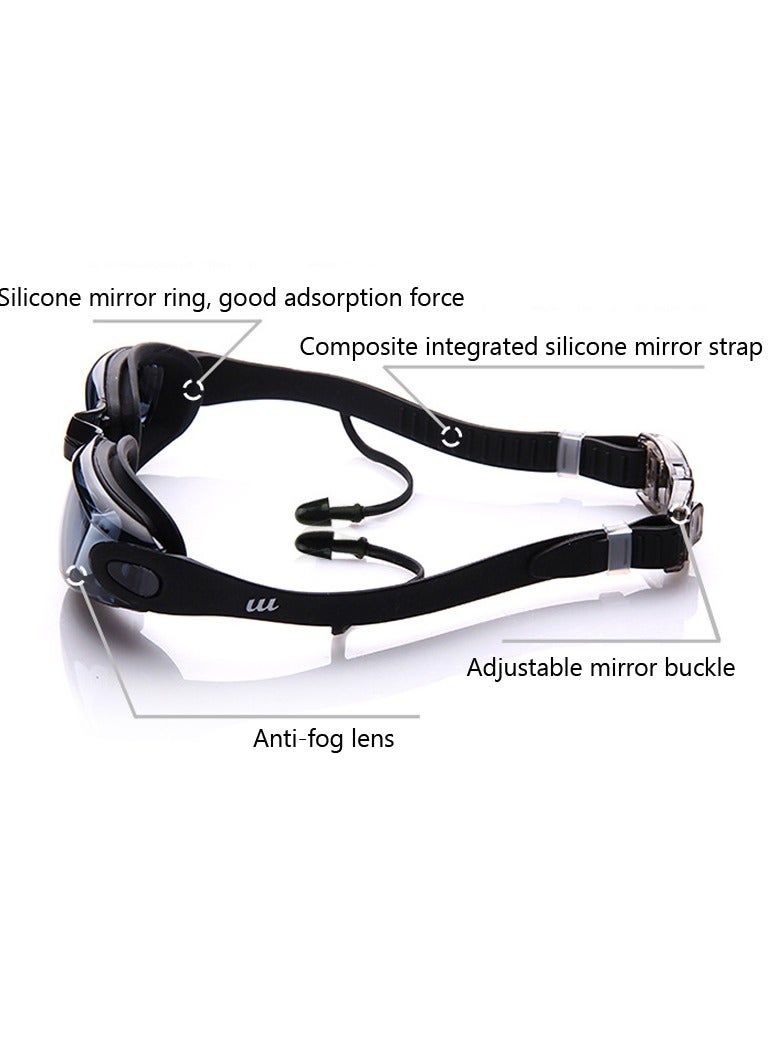Generic Waterproof Swimming Goggles With Conjoined Earplug (Black) - Image 2