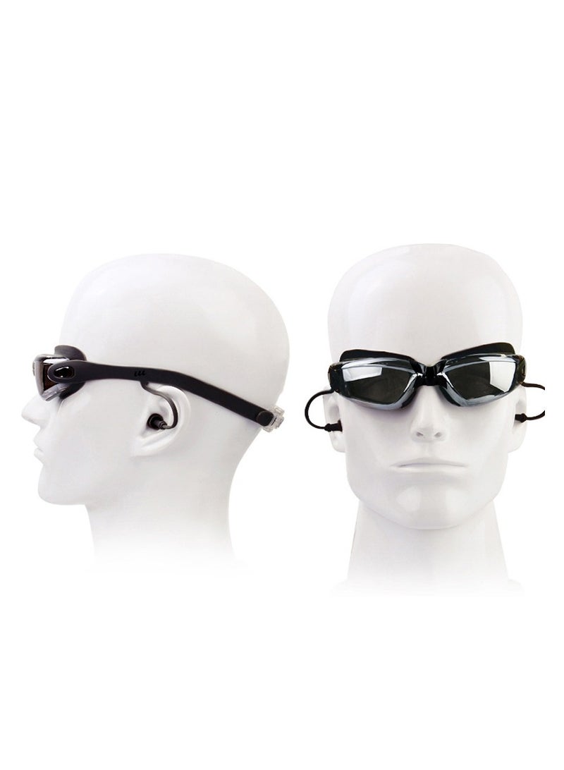 Generic Waterproof Swimming Goggles With Conjoined Earplug (Black) - Image 3