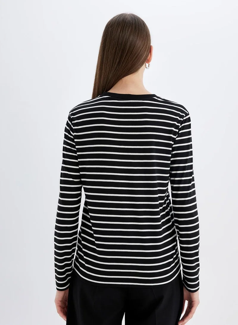 DeFacto Regular Fit Striped Casual Long Sleeve T-Shirt