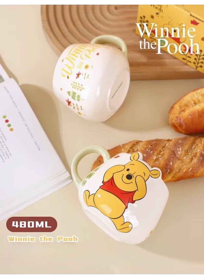 ديزني كوب سيراميك ويني ذا بوه – كوب قهوة كرتوني لطيف للأطفال والكبار، تصميم شخصية ثلاثي الأبعاد، كوب شاي سعة 480 مل، علبة هدايا فاخرة – هدية عيد ميلاد، قابلة للتحصيل، آمنة للاستخدام في الميكروويف - Image 2