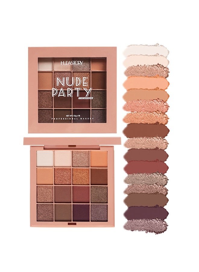 HUDA STORY Nude Darty  Eyeshadow Palette Chocolates 16 Colours Contour Palette Brown Eyeshadow Make Up Palettes Long Lasting Shimmer Matte Highly Pigmented Natural Look Travel Size Eye Shadows Palette For Women - Image 2