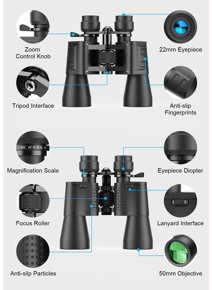 Dual Zoom Powerful Binoculars Long Range Spyglass Bak4 Prism Monocular Hunting For Camping Equipment