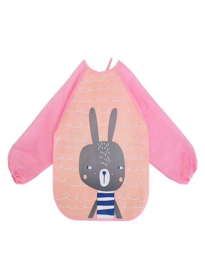 Da Anushi Cute Cartoon Printed Full Sleeves Washable Waterproof Apron Feeding Bibs For Babies,Toddlers,Infants (6 Months to 5 Years), Comfortable Soft Baby Bibs Keep Stains Off! (Pink) - Image 1