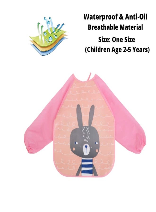 Da Anushi Cute Cartoon Printed Full Sleeves Washable Waterproof Apron Feeding Bibs For Babies,Toddlers,Infants (6 Months to 5 Years), Comfortable Soft Baby Bibs Keep Stains Off! (Pink) - Image 4