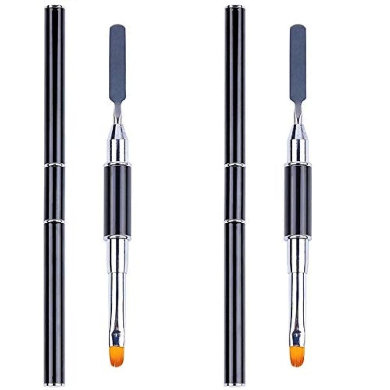 Aliotech 2 Pack of Polygel Brush and Picker DualEnded 2 IN 1 Design Stainless Steel Gel Nail Brush Polygel Slice Tool for PolyGel UV Gel Acrylic Nails Extension Quick Building Gel by Aliotech