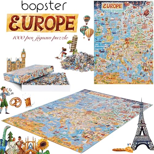 bopster Jigsaw Puzzles for Adults 1000 Piece Map of Europe Puzzle - European Jigsaw 1000 Piece Jigsaw Puzzles for Adults and Kids - Geography Gifts by bopster - Image 2