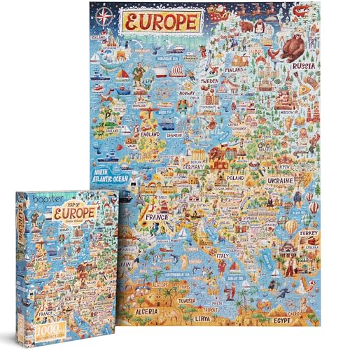 bopster Jigsaw Puzzles for Adults 1000 Piece Map of Europe Puzzle - European Jigsaw 1000 Piece Jigsaw Puzzles for Adults and Kids - Geography Gifts by bopster - Image 5