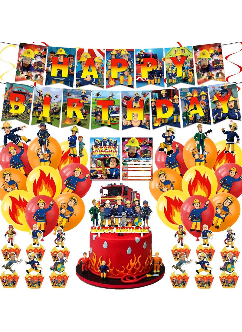 Generic - Fireman Party Decorations,Decorations for Fireman Birthday Party Supplies,Fireman Party Supplies Includes Banner, Cake Toppers, Balloon for Fireman Theme Party Decorations - Image 1