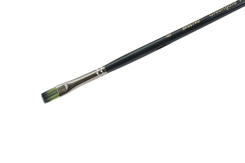 Brustro Artists Greengold Acrylic Brush Flat Series 1800 - Size - 8 | Ideal for Oil, Acrylic Painting on Paper, Canvas, Fine Art Students and Professional. - Image 4