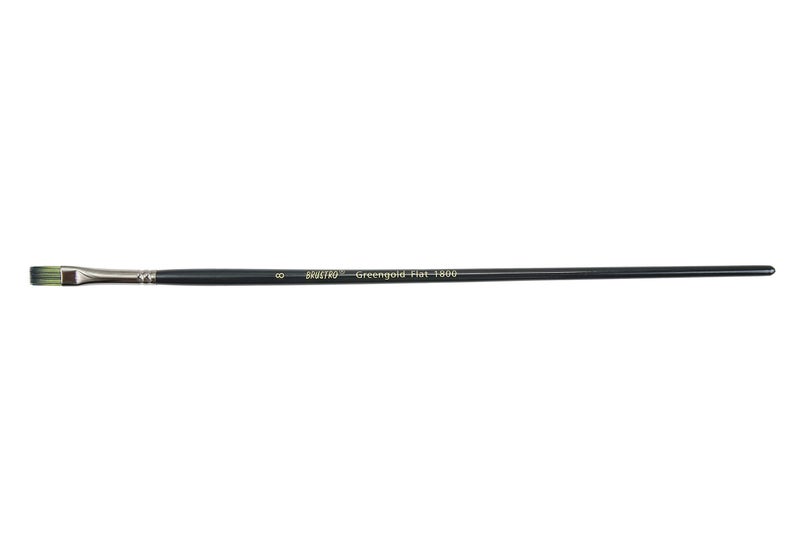Brustro Artists Greengold Acrylic Brush Flat Series 1800 - Size - 8 | Ideal for Oil, Acrylic Painting on Paper, Canvas, Fine Art Students and Professional. - Image 3
