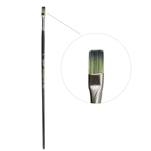 Brustro Artists Greengold Acrylic Brush Flat Series 1800 - Size - 8 | Ideal for Oil, Acrylic Painting on Paper, Canvas, Fine Art Students and Professional. - Image 2