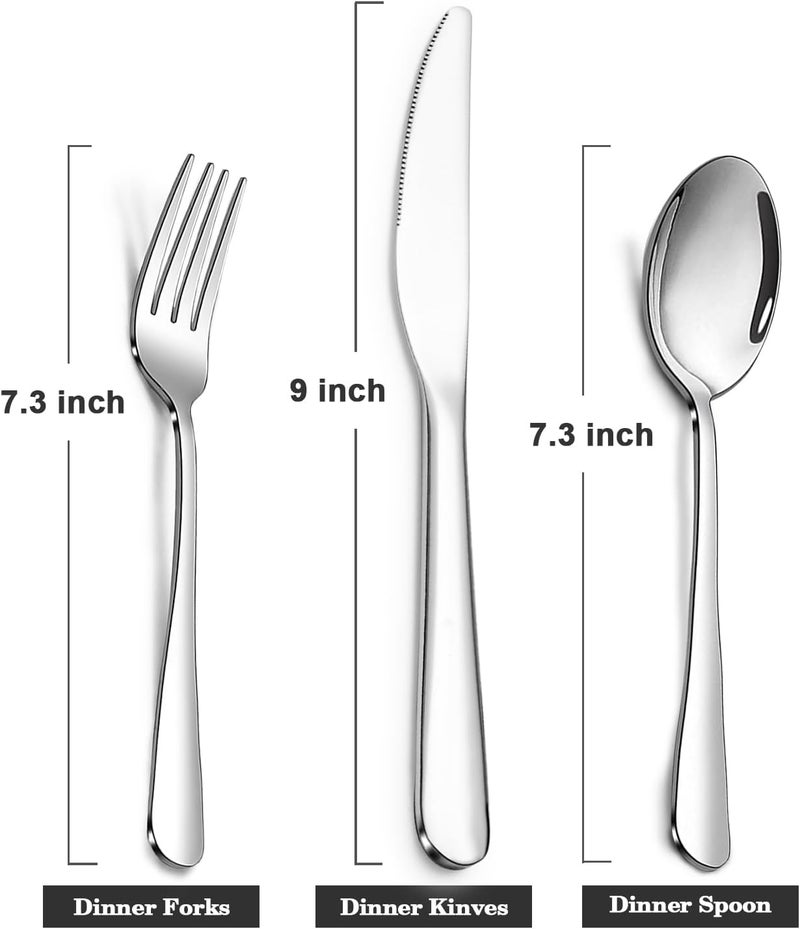 SANTUO Stainless Steel 12PCS Dinner Set combo with 4 Dinner Knives 4 Dinner Forks 4 Dinner SpoonsSilverware Set for Home Kitchen and Restaurant Mirror Polished Dishwasher Safe - Image 2