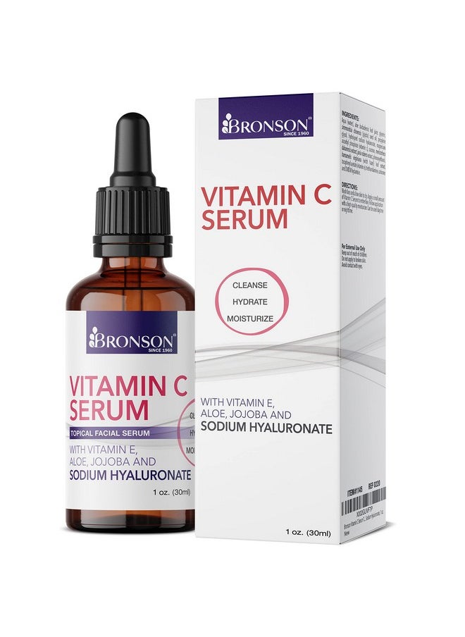 Bronson - Bronson Vitamin C Serum for Face, Anti Aging Facial Serum with Premium Hyaluronic Acid, Vitamin E, Aloe & Jojoba, Hydrating & Brightening Serum for Dark Spots, Fine Lines and Wrinkles 1 oz. - Image 1