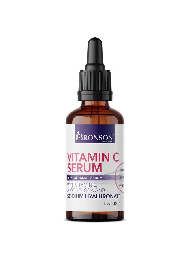 Bronson - Bronson Vitamin C Serum for Face, Anti Aging Facial Serum with Premium Hyaluronic Acid, Vitamin E, Aloe & Jojoba, Hydrating & Brightening Serum for Dark Spots, Fine Lines and Wrinkles 1 oz. - Image 1
