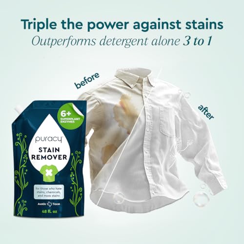 Puracy Stain Remover, Natural Based Travel and Laundry Stain Cleaner for Clothes, Baby Essentials, Kids Stains, Oil and Fabric Spot Cleaner, Unscented (Stain Remover Spray, 48 fl oz) - Image 2