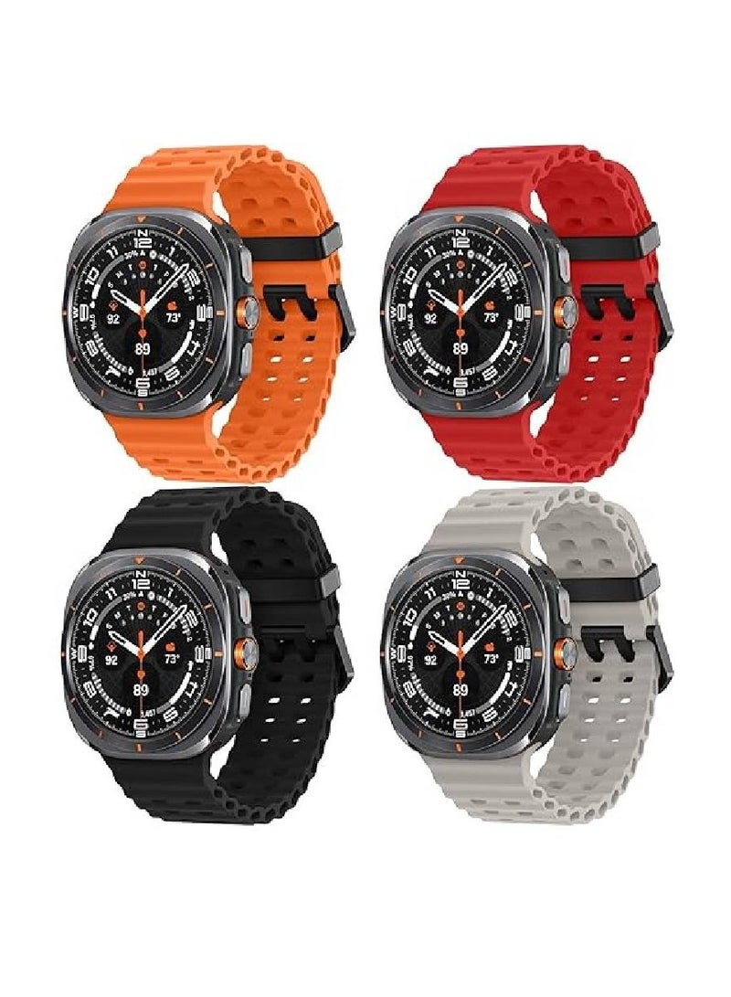 Samsung Galaxy watch Ultra 47mm Watch Bands Women Men, Adjustable Sport Soft Silicone Replacement Bands Straps Wristbands Fit for Samsung Galaxy watch Ultra 47mm (4 pack) - Image 1