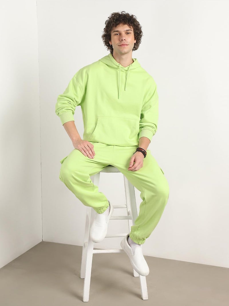 NOBERO Oversized Fit Hoodie and Joggers Set for Men in Cool Matcha - Image 3