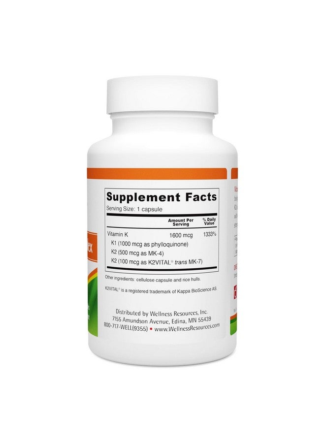 ويلنيس ريسورسز مجمع فيتامين ك من Wellness Resources يحتوي على 600 ميكروجرام من فيتامين ك2 (مثل MK-4 وTrans MK-7) و1000 ميكروجرام من فيتامين ك1 لصحة العظام والقلب (90 كبسولة) - Image 3