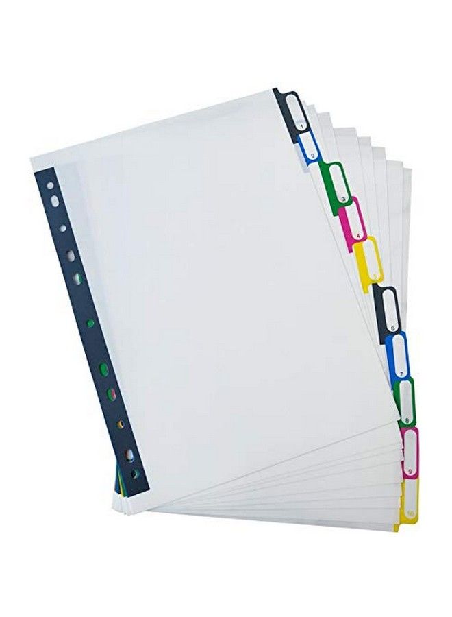 Chris.W A4 Plastic Binder Index Tab Dividers Reinforced 11 Hole Design Fits Most Sizes Of Ring Binder 10 Multicolor Tabs (8 1 4" X 11 1 2")  - Image 2
