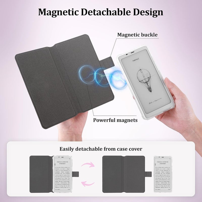 Vane Oak 2in1 Case for Onyx BOOX Palma 2 / Palma, Magnetic Detachable Folio Flip Cover, Slim PU Leather Case with Auto Wake/Sleep - Image 3