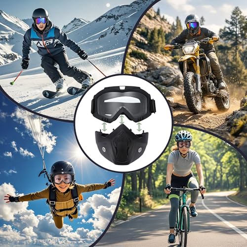 CROSSBODY Motorcycle Goggles Dirt Bike ATV Motocross Anti-UV Adjustable Riding Offroad Protective Combat Tactical Clear Glasseswith Removable Face Mask Men Women - Image 2