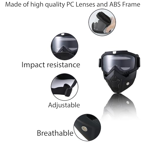 CROSSBODY Motorcycle Goggles Dirt Bike ATV Motocross Anti-UV Adjustable Riding Offroad Protective Combat Tactical Clear Glasseswith Removable Face Mask Men Women - Image 4