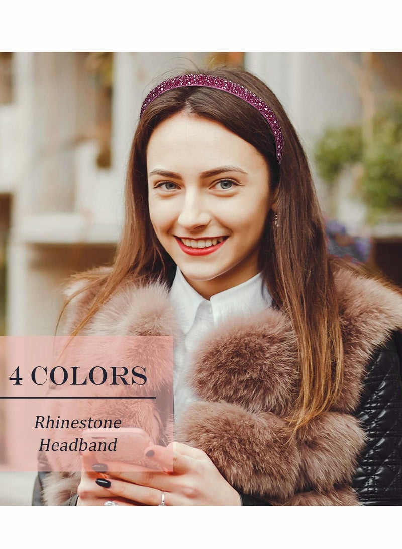 Headband for Women, Crystal Rhinestone Headbands Shiny Non-Slip Beaded Hairband Bling Hair Bands Accessories Decoration Women Girls (Purple, Black, Champagne, Navy Blue) - Image 5