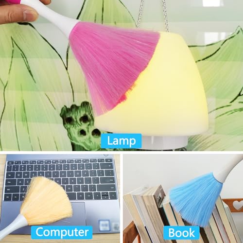 HDongany 4 Pack 8" Hand Grips Microfiber Washable Duster,Electrostatic Feather Duster Brush,Cleaning Supplies for Book,Screen,Sofa,Car,Furniture,Photo Frames,Attracts Dust Like a Magnet Color - Image 3
