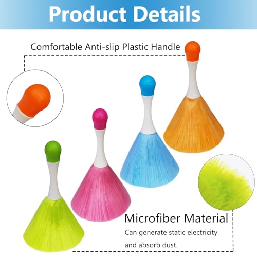 HDongany 4 Pack 8" Hand Grips Microfiber Washable Duster,Electrostatic Feather Duster Brush,Cleaning Supplies for Book,Screen,Sofa,Car,Furniture,Photo Frames,Attracts Dust Like a Magnet Color - Image 4