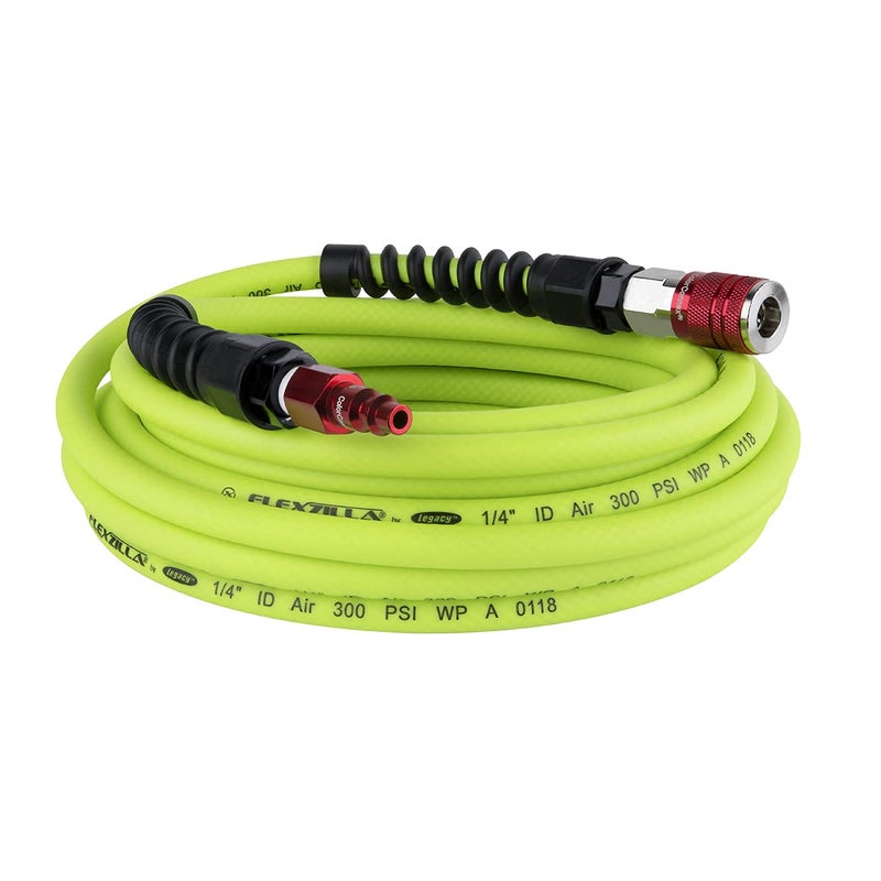 Flexzilla Pro Air Hose with ColorConnex Industrial Type D Coupler and Plug, 1/4 in. x 25 ft. - HFZP1425YW2-D - Image 1