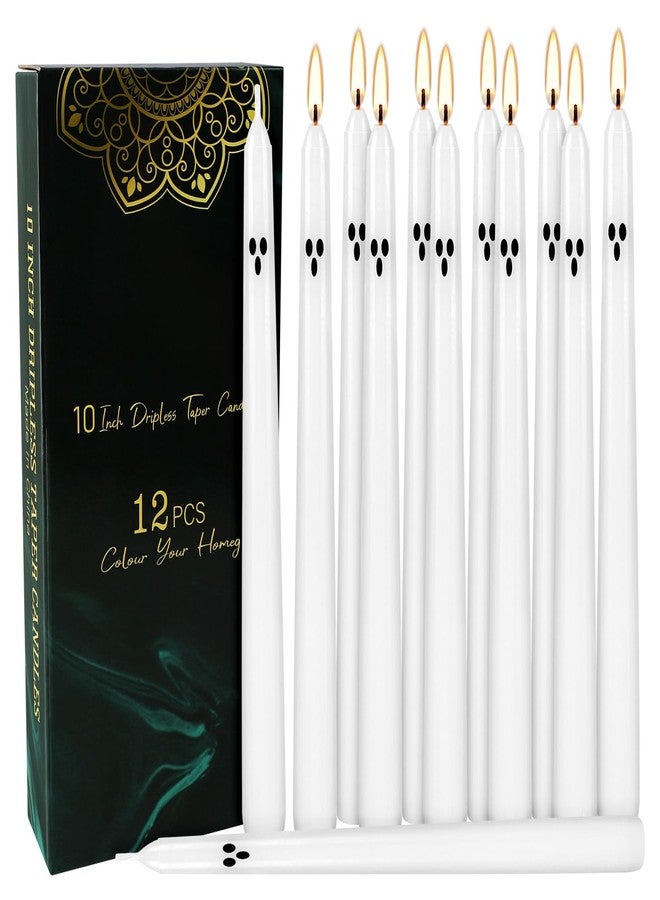 Grcdoyvl 12 Pack Halloween Taper Candles - 10 Inch White Ghost Face Smokeless Candles, Long-Lasting 7+ Hour Burn, Premium Wax for Spooky Decor & Parties - Image 2