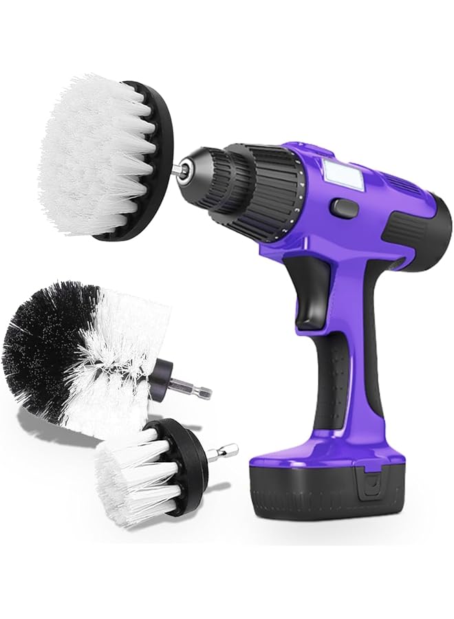 زيريفام مجموعة فرش تنظيف السيارات من 3 قطع، فرشاة تنظيف كهربائية متعددة الأغراض للمثقاب، فرشاة تنظيف العجلات، مجموعة تنظيف الإطارات، سجاد السيارة، الأرضيات، الحمام، الجص، حوض الاستحمام، الدش، البلاط - Image 1