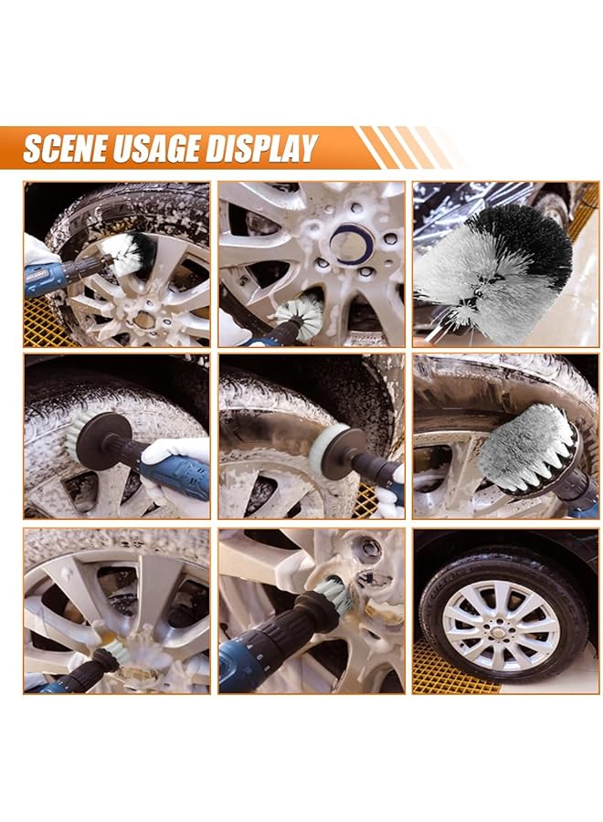 زيريفام مجموعة فرش تنظيف السيارات من 3 قطع، فرشاة تنظيف كهربائية متعددة الأغراض للمثقاب، فرشاة تنظيف العجلات، مجموعة تنظيف الإطارات، سجاد السيارة، الأرضيات، الحمام، الجص، حوض الاستحمام، الدش، البلاط - Image 5