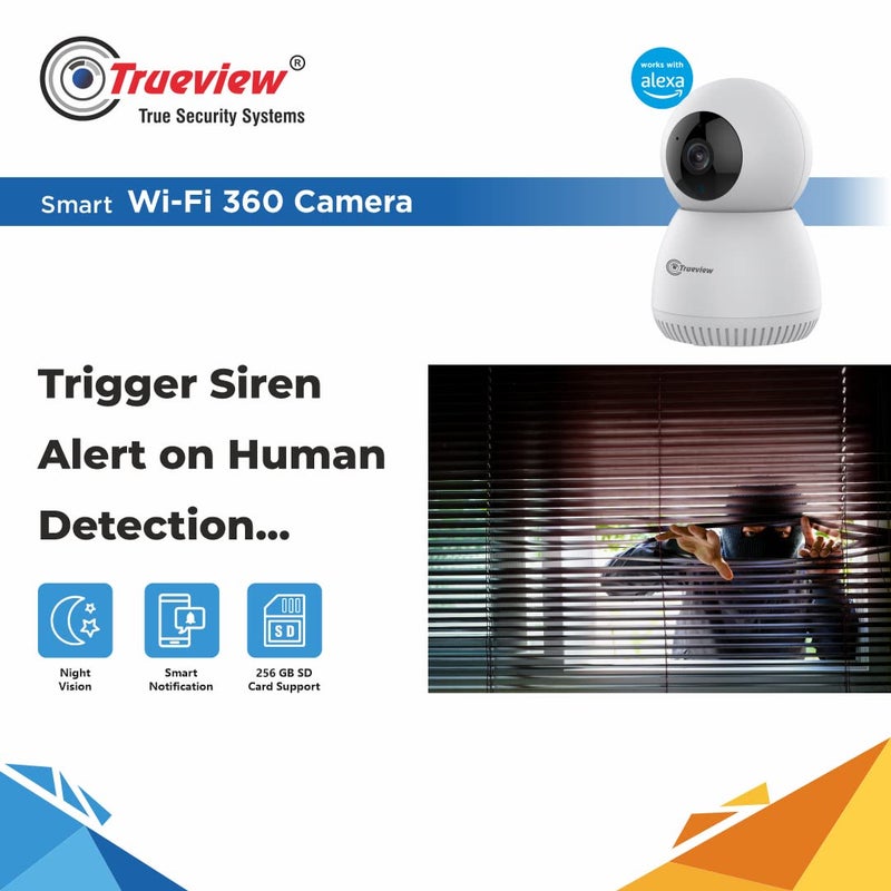 Trueview 3MP Smart CCTV Wifi Home Security Camera 360 View 2 Way Talk Cloud Monitor Detect Supports SD Card Up to 256 GB Night Vision Alexa Ok Google - Image 5