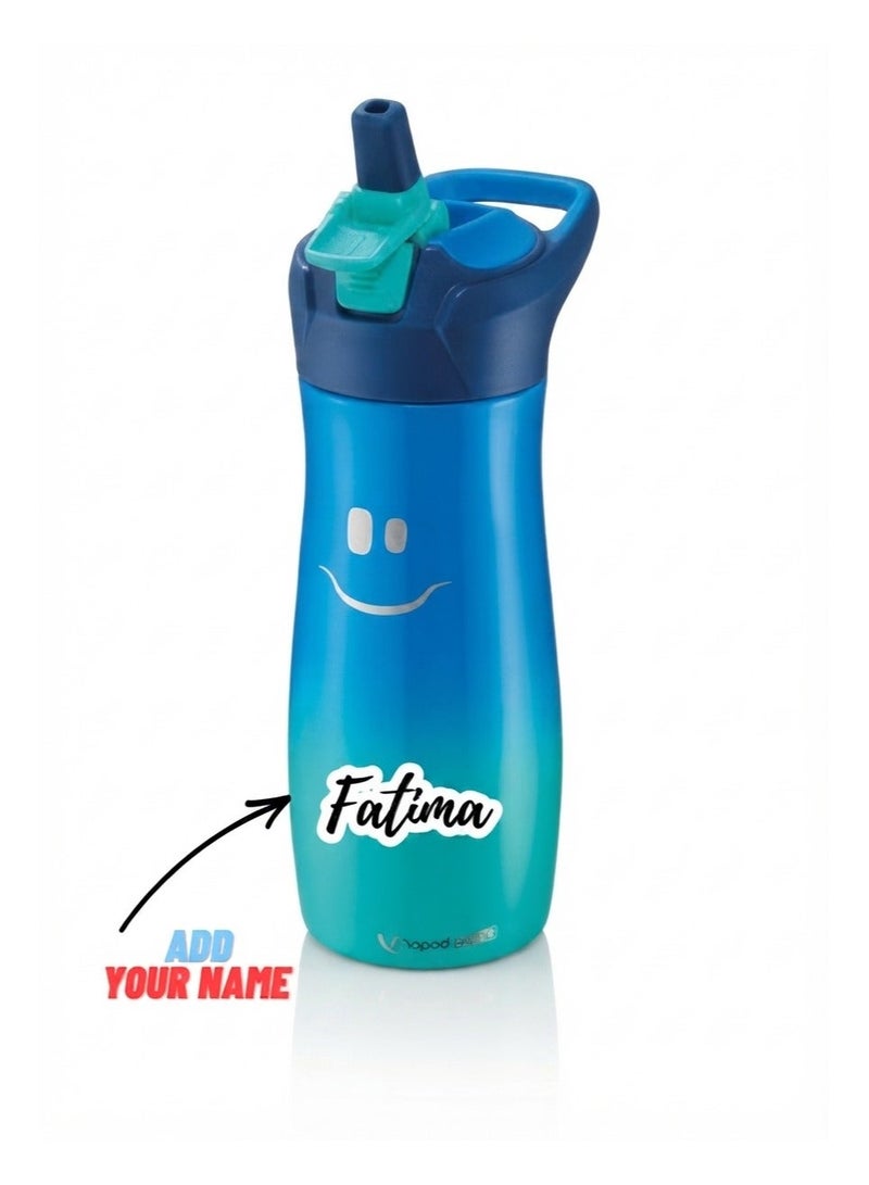 Maped Personalized  Kids Add Your Name Stainless Steel Water Bottle 580ml - Blue - Image 1