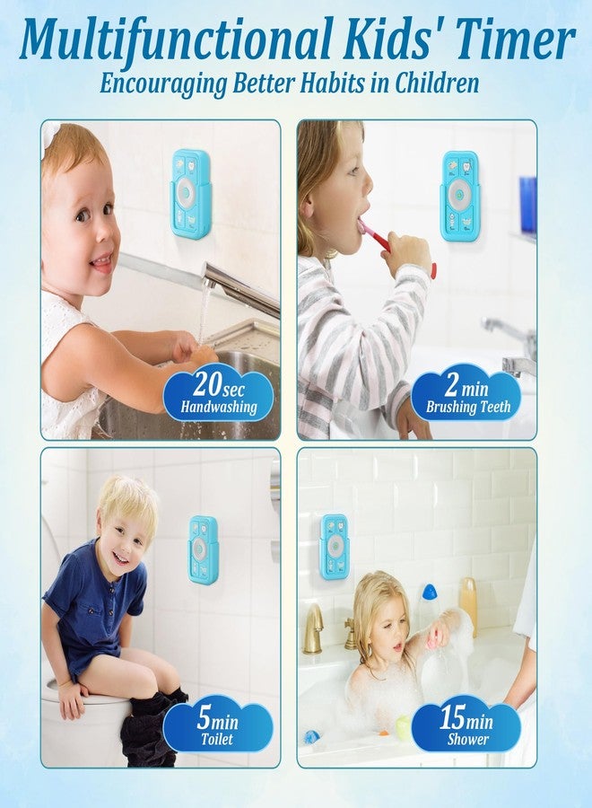 Sunnyload Timer for Kids Brushing: 2 Minutes Teeth Brush 20 Seconds Hand Washing 5 Min Toilet 15 Min Shower, Time Management Tool for Children - Blue - Image 2
