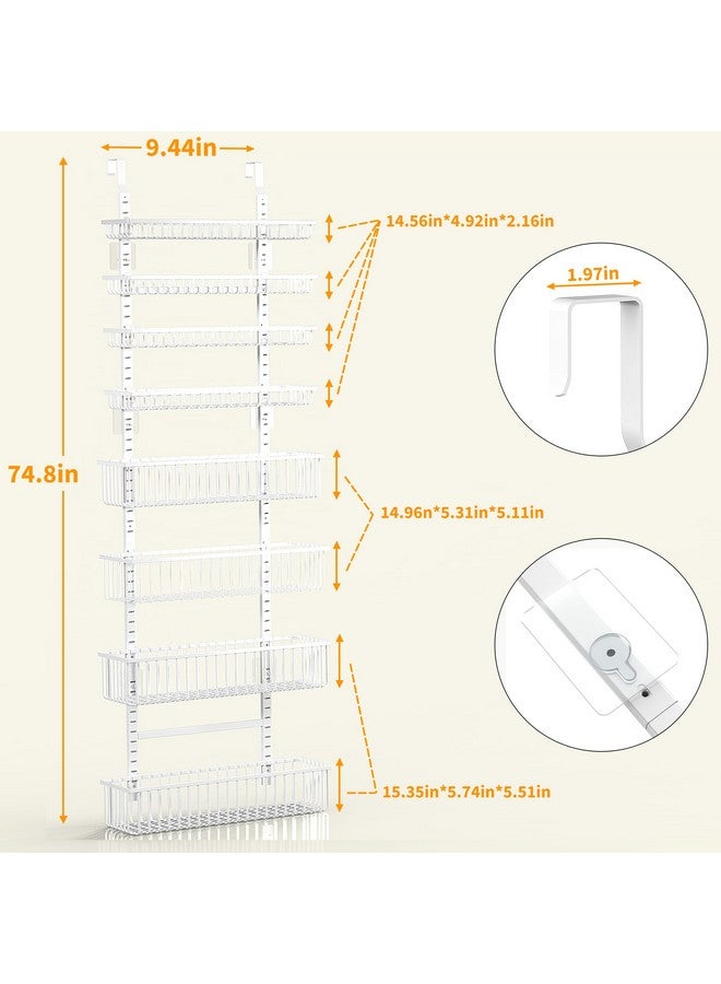 Moforoco Moforoco White Over The Door Pantry Organizer, Pantry Organization and Storage, Metal Hanging Spice Rack Shelves Door, Seasoning Shelves, Laundry Room Organization, House and Kitchen Essentials  - Image 4