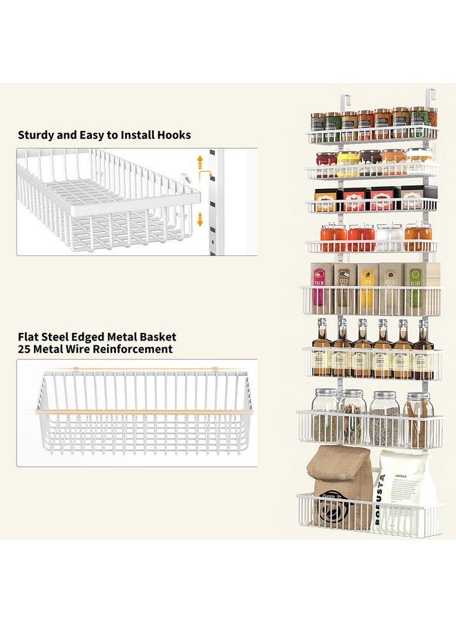 Moforoco Moforoco White Over The Door Pantry Organizer, Pantry Organization and Storage, Metal Hanging Spice Rack Shelves Door, Seasoning Shelves, Laundry Room Organization, House and Kitchen Essentials  - Image 2