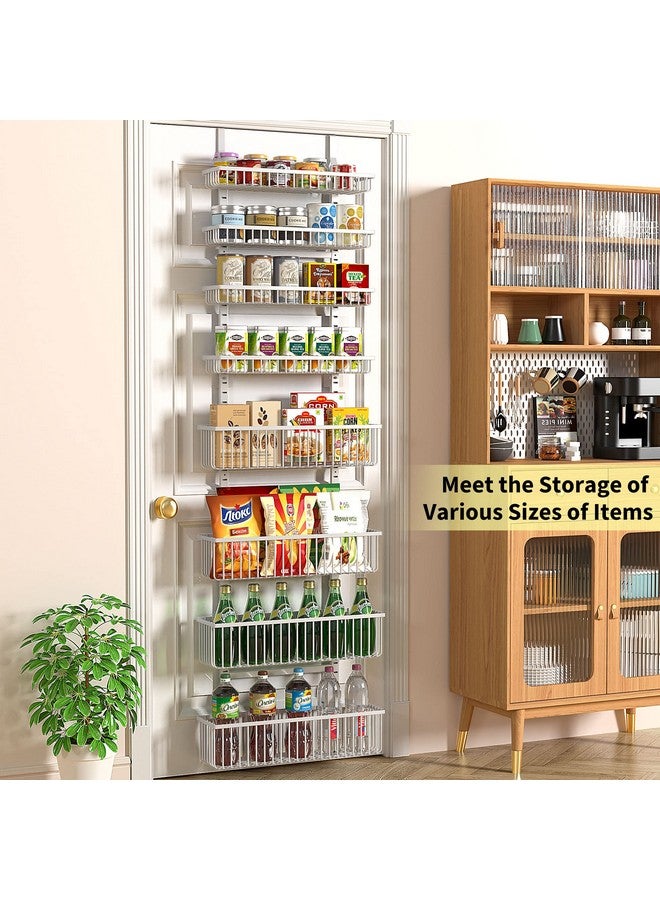 Moforoco Moforoco White Over The Door Pantry Organizer, Pantry Organization and Storage, Metal Hanging Spice Rack Shelves Door, Seasoning Shelves, Laundry Room Organization, House and Kitchen Essentials  - Image 3