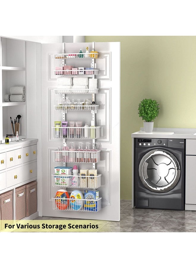 Moforoco Moforoco White Over The Door Pantry Organizer, Pantry Organization and Storage, Metal Hanging Spice Rack Shelves Door, Seasoning Shelves, Laundry Room Organization, House and Kitchen Essentials  - Image 5