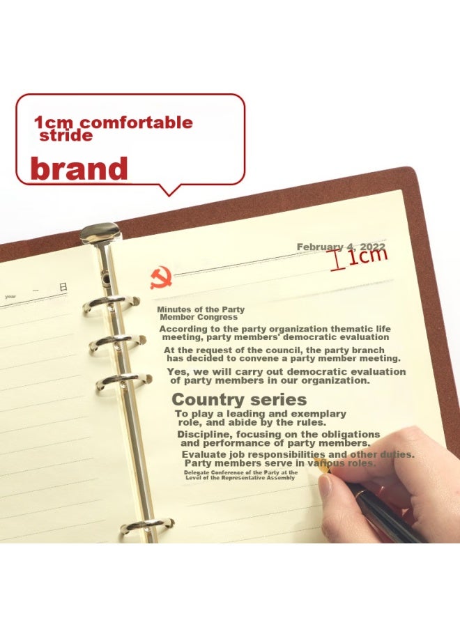 Uhoo Party Member Study Notebook, A5/100 Sheets, 1 Pack, Leather-bound Loose-leaf Style Meeting Record Diary, Brown, 0006 - Image 4