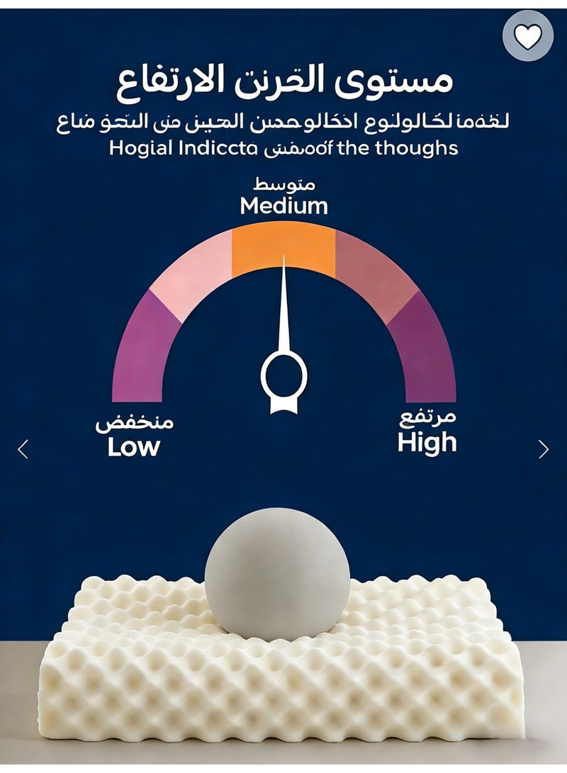 وسادة عنق لاتكس طبيعية نسخة بالغين! لـ 8 سنوات فما فوق، وسادة لاتكس مرنة عالية تنفسية تخفيف الضغط مساعدة النوم، متطابقة مع العنق ومضادة للبكتيريا، وسادة منزل مكتب، 35*55 سم، فردية - Image 4
