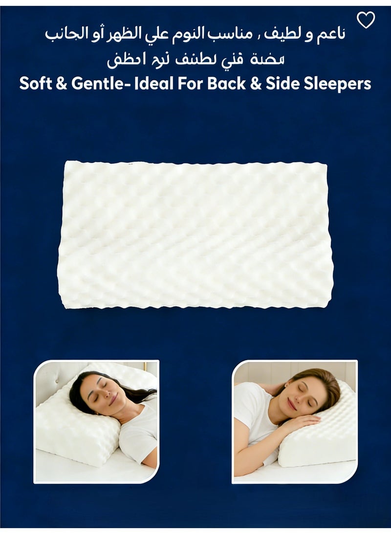 وسادة عنق لاتكس طبيعية نسخة بالغين! لـ 8 سنوات فما فوق، وسادة لاتكس مرنة عالية تنفسية تخفيف الضغط مساعدة النوم، متطابقة مع العنق ومضادة للبكتيريا، وسادة منزل مكتب، 35*55 سم، فردية - Image 5