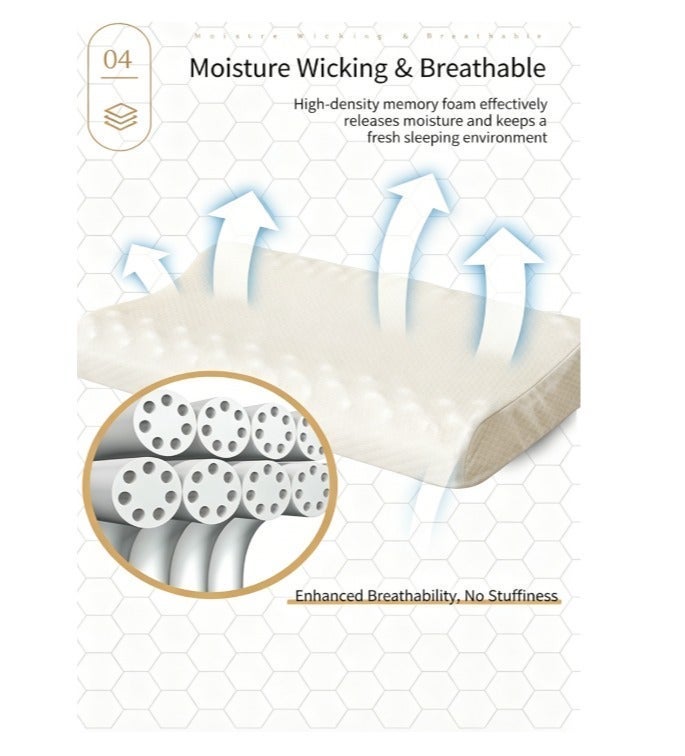 Neck Support Pillow High Elastic Breathable Pressure Relief Sleep Aid Pillow, Cervical-Fit Antibacterial Mite-Resistant, Home Bedroom Office Nap Pillow, 35*55cm, Single - Image 3